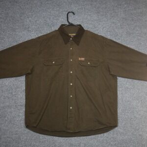 VTG John Rick & Bros Woolrich Shirt Jacket Mens XL Brown Long Sleeve Button Up